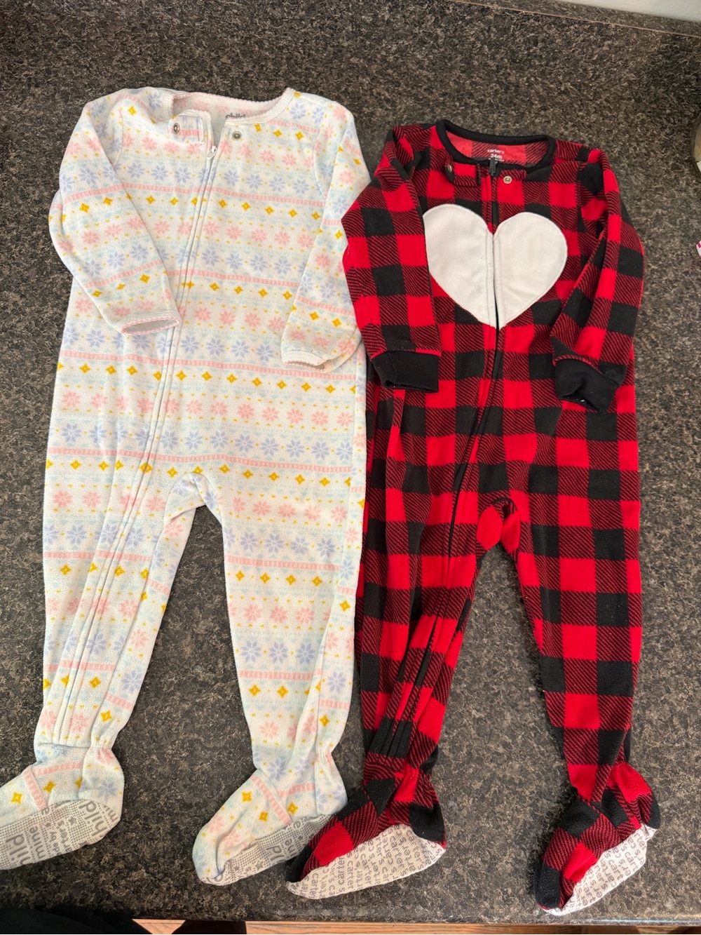 Carter's Red and Black Buffalo Plaid One-Piece with White Heart